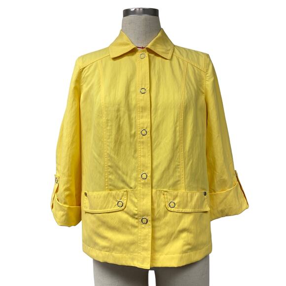 Chicos Womens Size 0 Yellow Snap Button Up Light Jacket - Picture 1 of 5